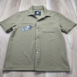 American Stitch Shirt Mens XXL Olive Green Textured Ribbed Knit Button Down New